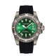 Женские часы Sanda 9007 Black-Green с зеленым циферблатом и каучуковым ремешком
