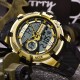 Мужские спортивные часы Sanda 6015 Black-Gold с комбинированным циферблатом и водозащитой 5 ATM