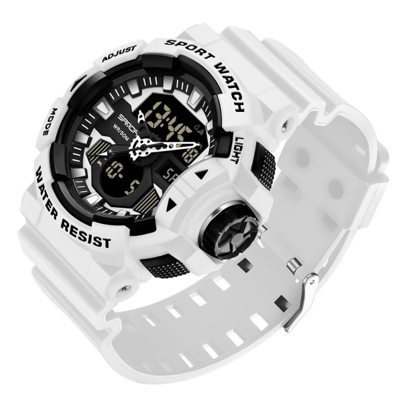 Мужские спортивные часы Sanda 3129 White с комбинированным циферблатом и водозащитой 50 м