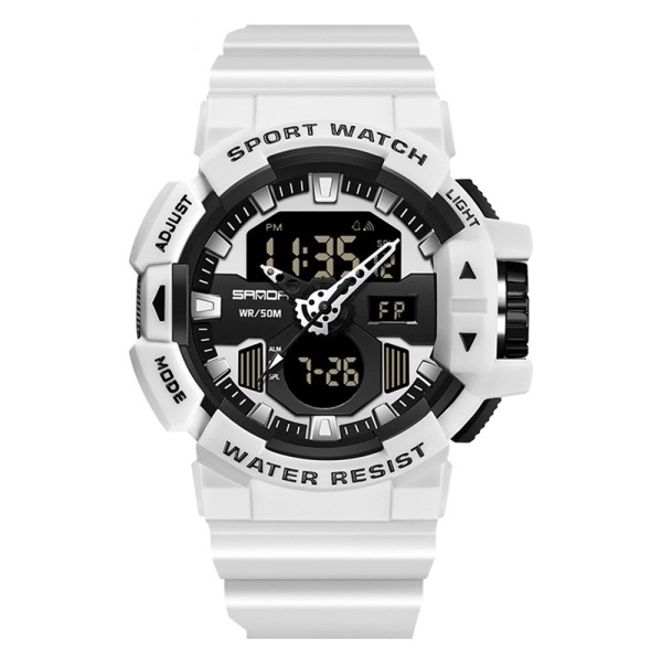 Мужские спортивные часы Sanda 3129 White с комбинированным циферблатом и водозащитой 50 м
