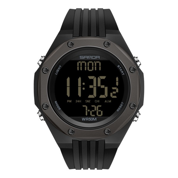 Мужские спортивные часы Sanda 6093 All Black с электронным механизмом и водозащитой 50м