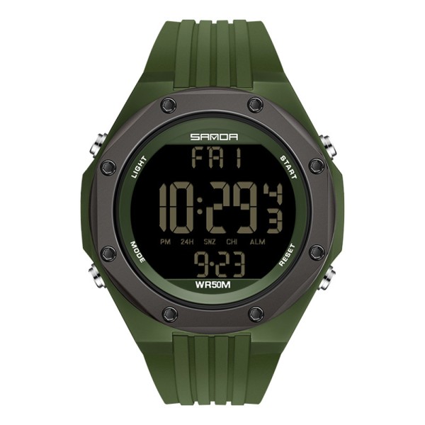 Мужские тактические часы Sanda 6093 Army Green с электронным циферблатом и подсветкой