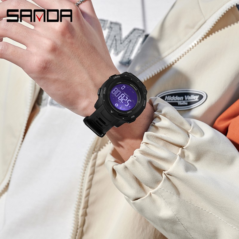 Тактические часы Sanda 2145 Black с электронным циферблатом и водонепроницаемостью 5 ATM