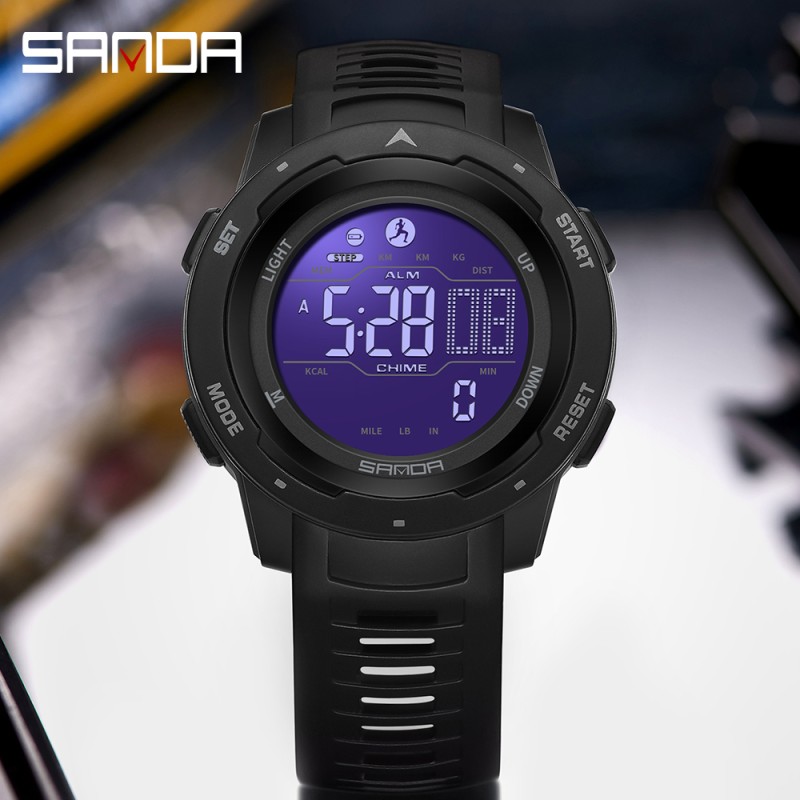 Тактические часы Sanda 2145 Black с электронным циферблатом и водонепроницаемостью 5 ATM