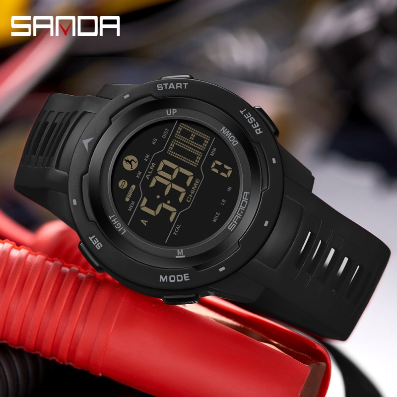 Тактические часы Sanda 2145 Black с электронным циферблатом и водонепроницаемостью 5 ATM