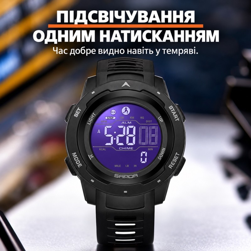 Тактические спортивные часы Sanda 2145 Green с электронным циферблатом и водонепроницаемостью 5 ATM