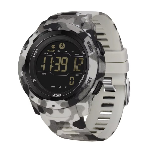 Мужские тактические часы Sanda 2186 Camo Grey-Black с подсветкой и водонепроницаемостью 5 ATM