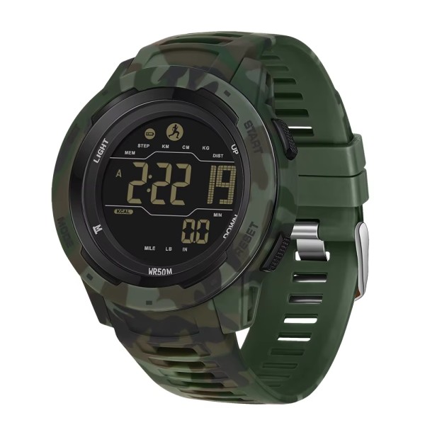 Мужские тактические часы Sanda 2186 Camo Green-Black с электронным циферблатом и водонепроницаемостью 5 ATM