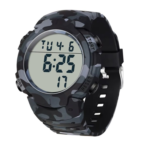 Мужские тактические часы Sanda 2182 Camo Black-White с электронным циферблатом и подсветкой