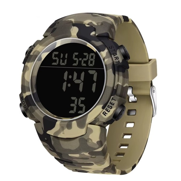 Мужские тактические часы Sanda 2182 Camo Yellow-Black с электронным циферблатом и подсветкой