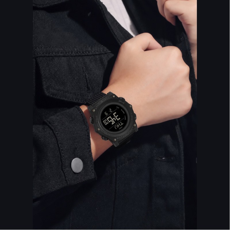 Тактические часы Sanda 2159 All Black с электронным циферблатом и защитой 5 ATM