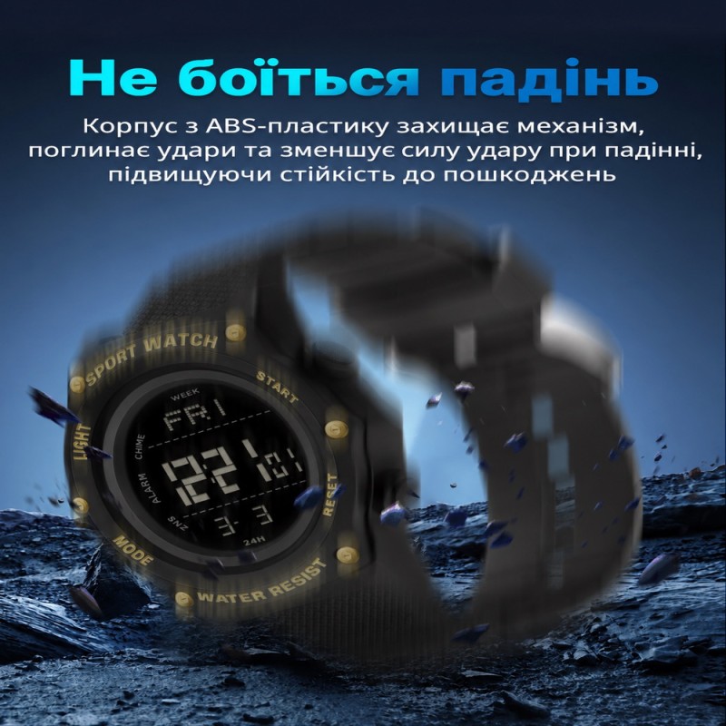 Мужские тактические часы Sanda 2159 Black-White с электронным циферблатом и водозащитой 5 ATM
