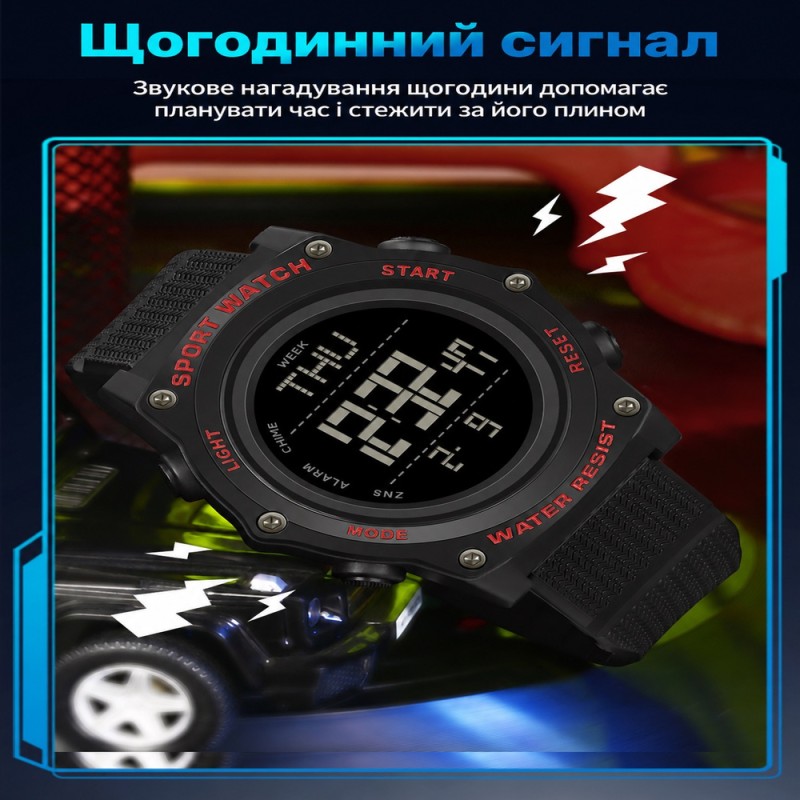 Тактические мужские часы Sanda 2159 Black-Green с электронным циферблатом и водонепроницаемостью 5 ATM