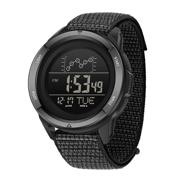 Мужские тактические часы Sanda 2198 Nylon All Black с электронным циферблатом и подсветкой
