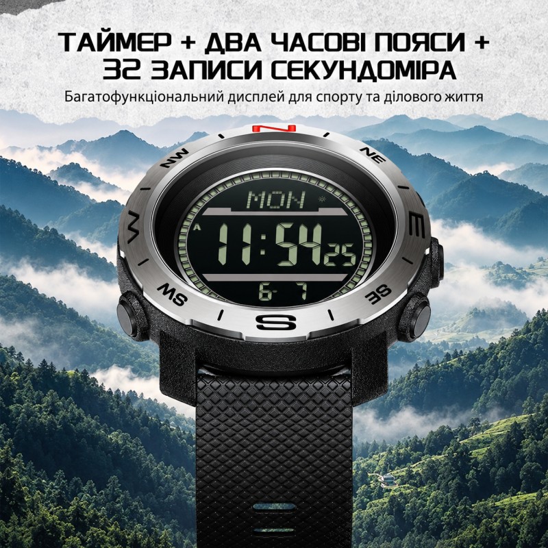 Тактические часы Sanda 5106 All Black с электронным циферблатом и водонепроницаемостью 5 ATM