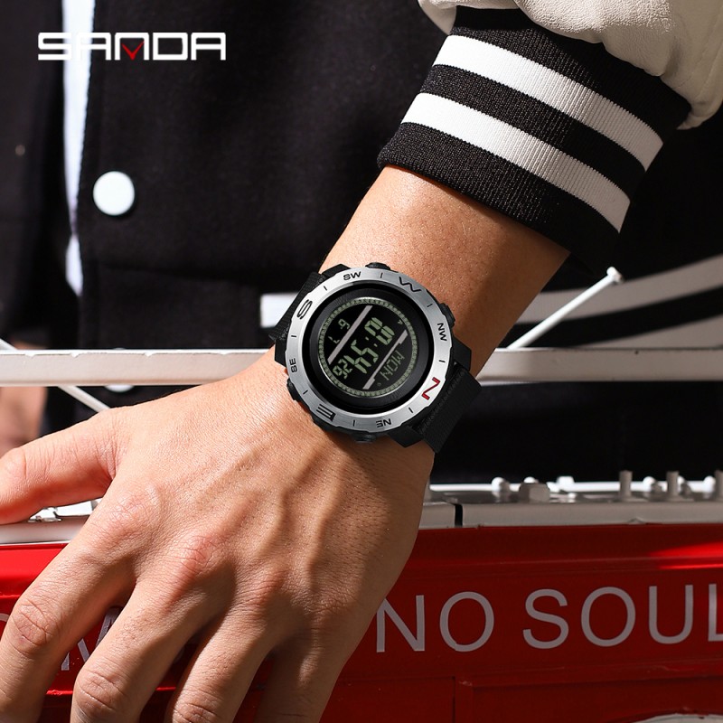 Тактические мужские часы Sanda 5106 Black-Silver с водонепроницаемостью 5 ATM и подсветкой