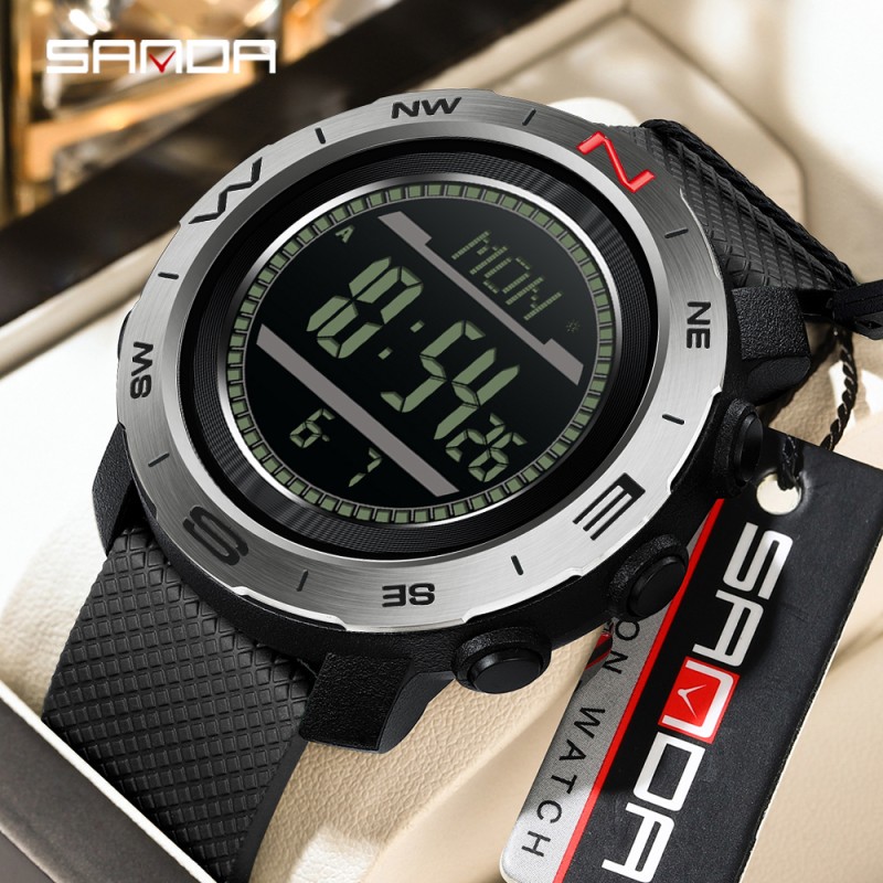 Тактические мужские часы Sanda 5106 Black-Silver с водонепроницаемостью 5 ATM и подсветкой