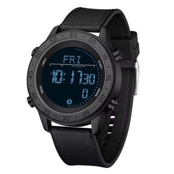 Мужские тактические часы Sanda 2218 Silicone All Black с электронным циферблатом и подсветкой