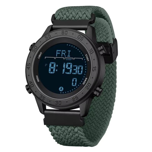 Тактические мужские часы Sanda 2218 Nylon Black-Green с нейлоновым ремешком и подсветкой