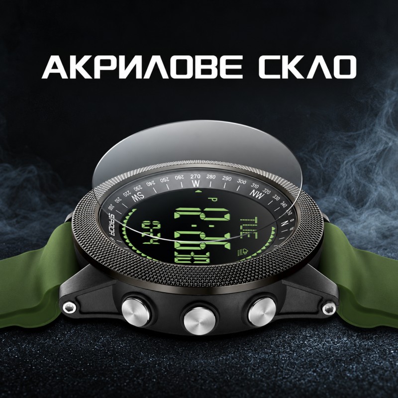 Тактические часы Sanda 6369 Silicone All Black с электронным циферблатом и водозащитой 5 ATM