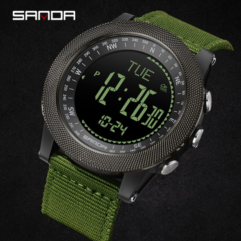 Мужские тактические часы Sanda 6369 Nylon Army Green с нейлоновым ремешком и 5 ATM