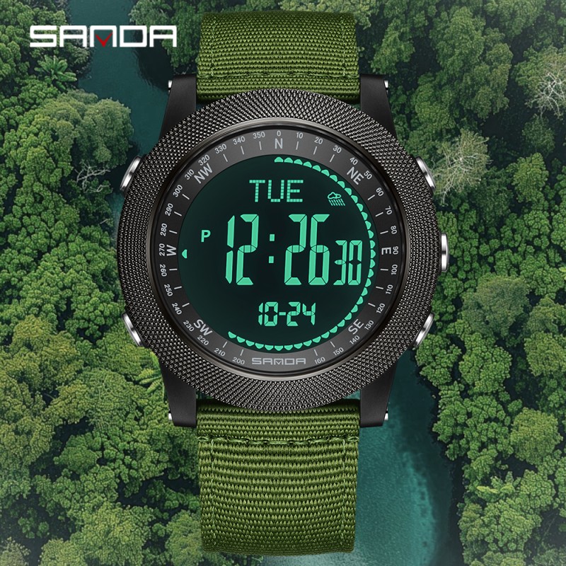 Мужские тактические часы Sanda 6369 Nylon Army Green с нейлоновым ремешком и 5 ATM