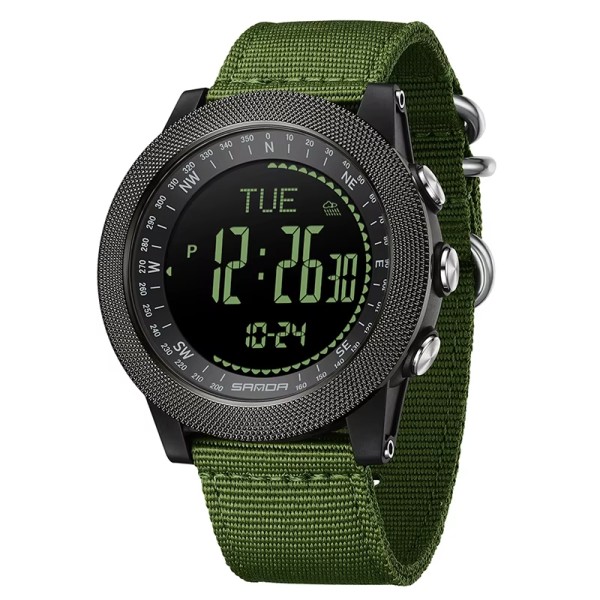 Мужские тактические часы Sanda 6369 Nylon Army Green с нейлоновым ремешком и 5 ATM
