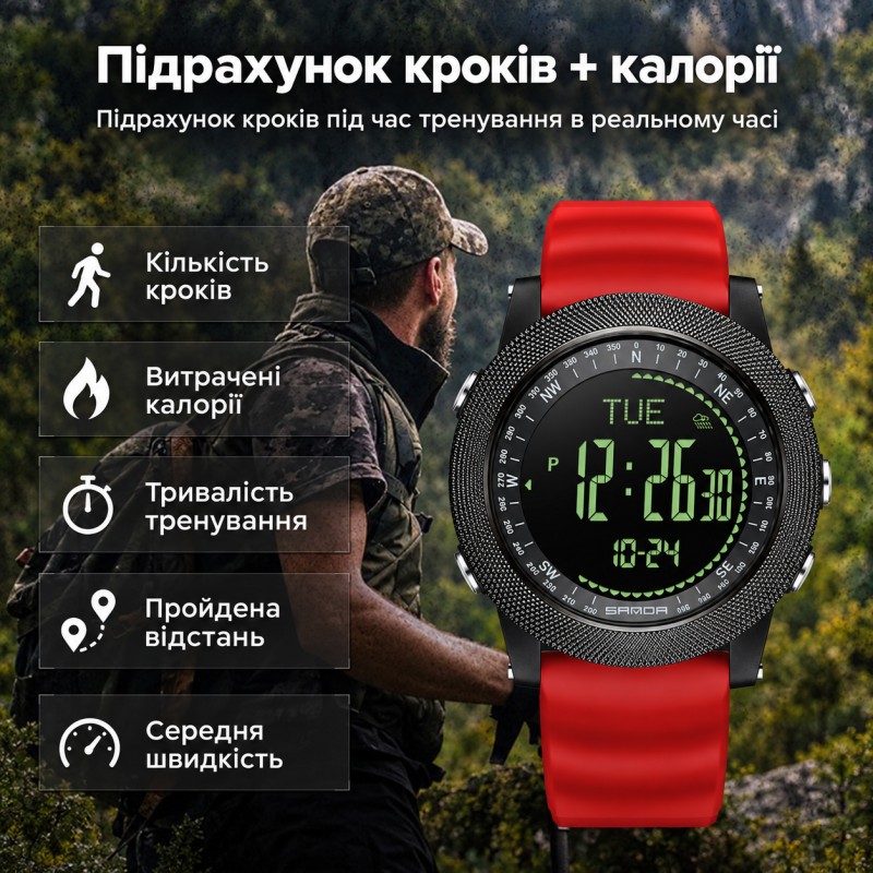 Мужские тактические часы Sanda 6369 Nylon All Black с электронным циферблатом и нейлоновым ремешком