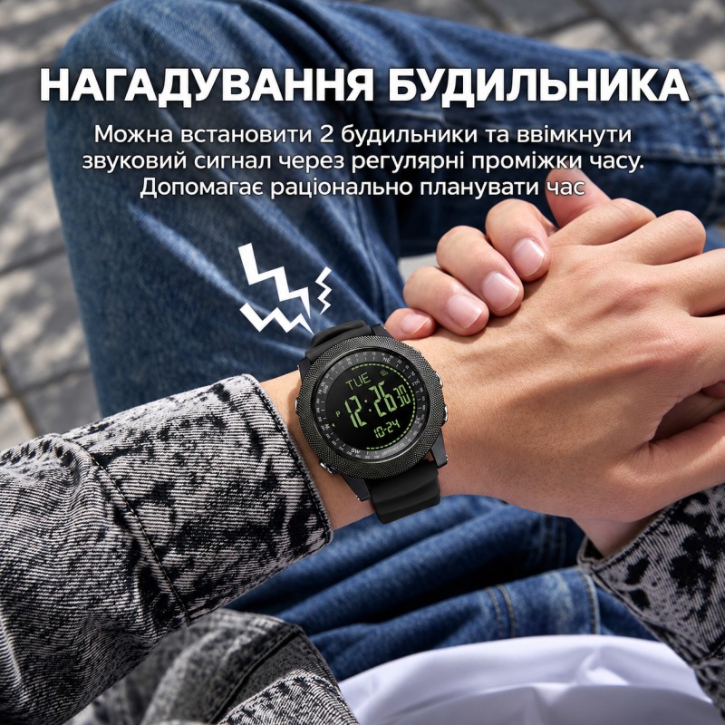 Мужские тактические часы Sanda 6369 Nylon All Black с электронным циферблатом и нейлоновым ремешком