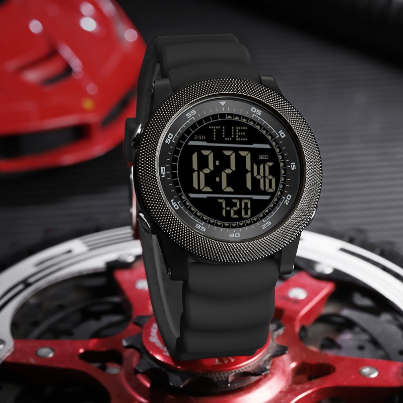 Тактические спортивные часы Sanda 6391 Silicone Black с электронным циферблатом и подсветкой