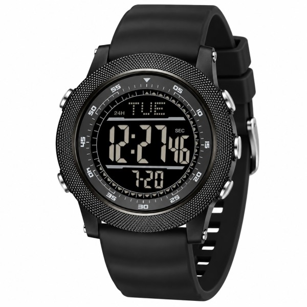 Тактические спортивные часы Sanda 6391 Silicone Black с электронным циферблатом и подсветкой
