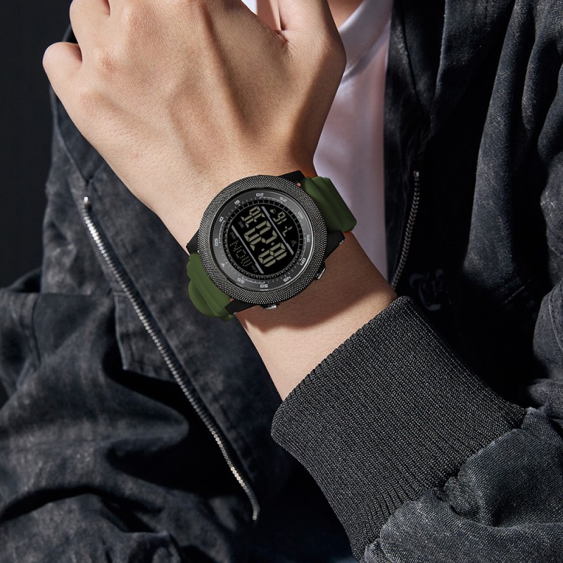 Тактические часы Sanda 6391 Silicone Green с водонепроницаемостью 5 ATM и подсветкой