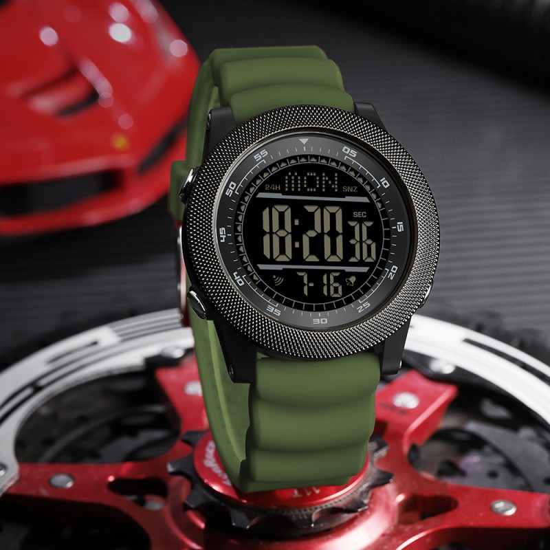 Тактические часы Sanda 6391 Silicone Green с водонепроницаемостью 5 ATM и подсветкой