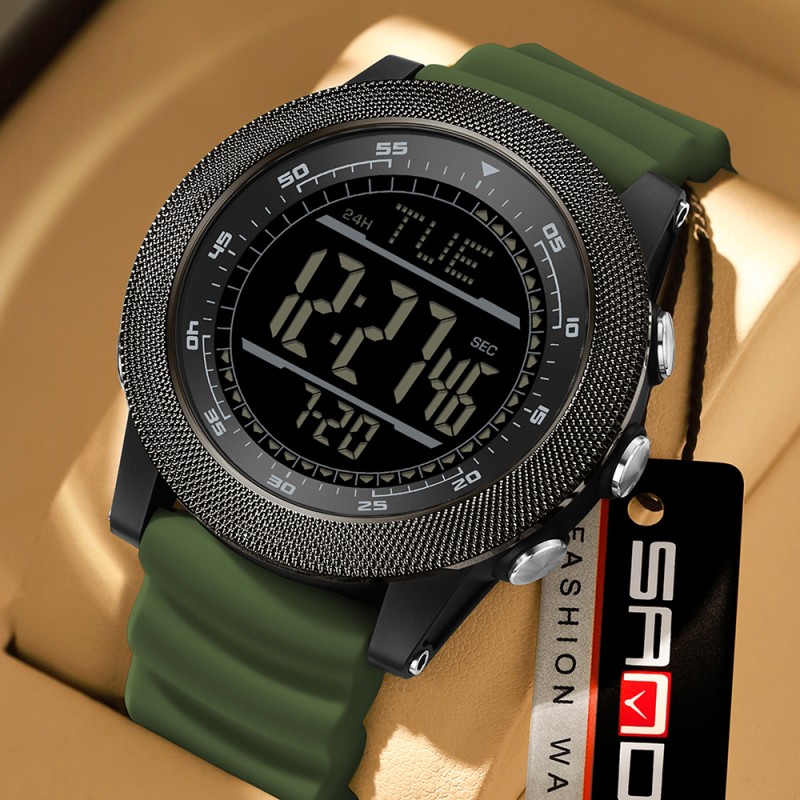 Тактические часы Sanda 6391 Silicone Green с водонепроницаемостью 5 ATM и подсветкой