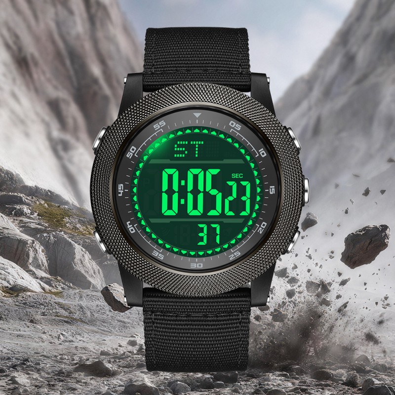 Тактические часы Sanda 6391 Nylon Black с водонепроницаемостью 5 ATM и подсветкой