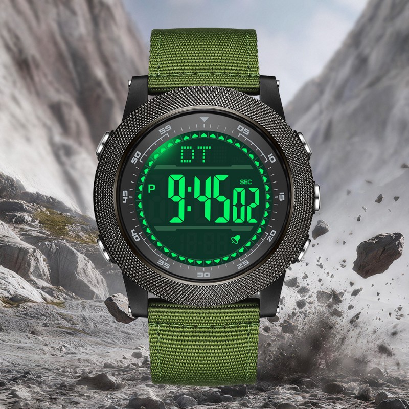Мужские тактические часы Sanda 6391 Nylon Green с электронным циферблатом и водонепроницаемостью 5 ATM