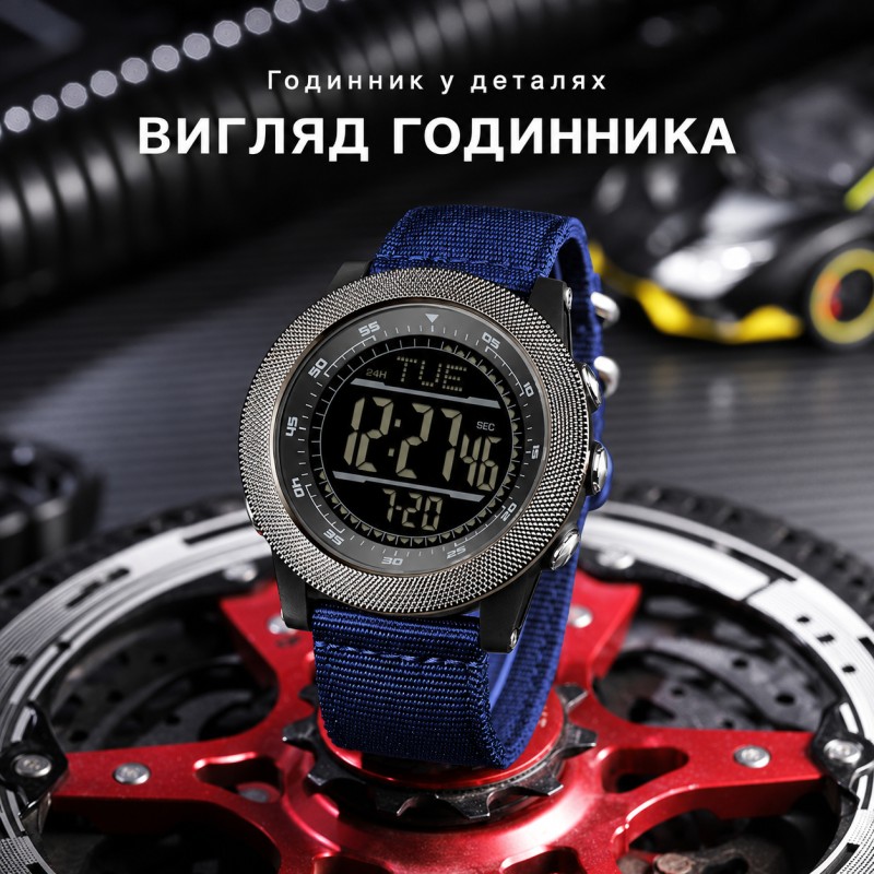 Мужские тактические часы Sanda 6391 Nylon Green с электронным циферблатом и водонепроницаемостью 5 ATM