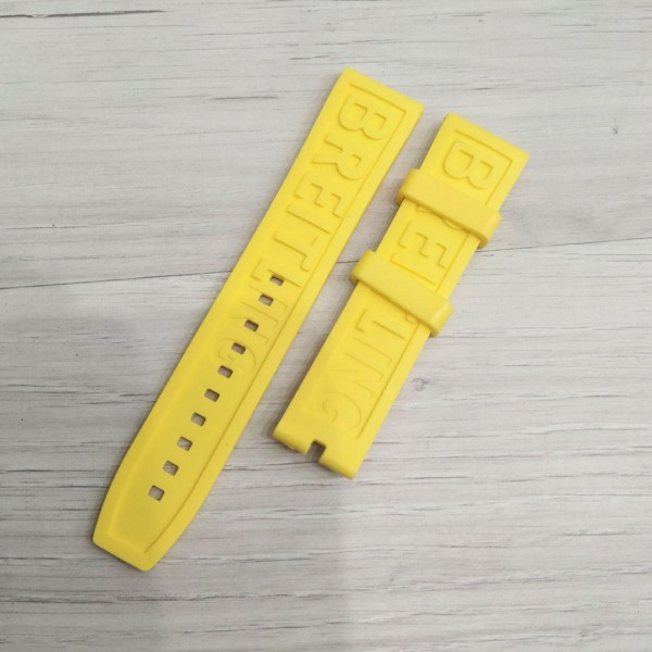 Каучуковый ремешок Breitling 22/20 Yellow (1051-0290) желтый для часов