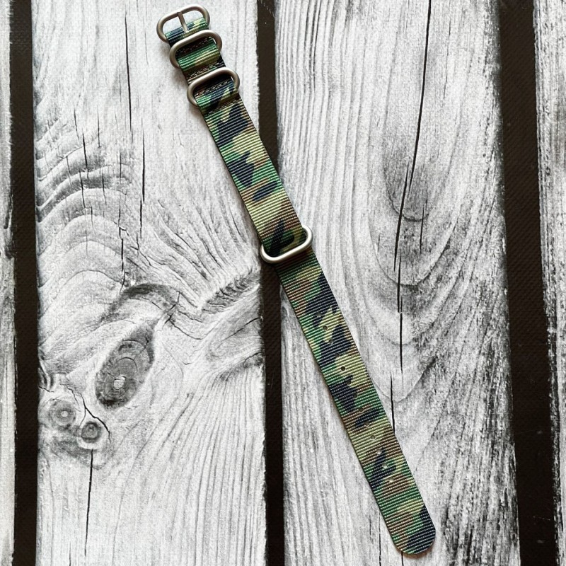 Нейлоновый ремешок NATO Camo Woodland 20 мм для мужских часов (1051-0472)