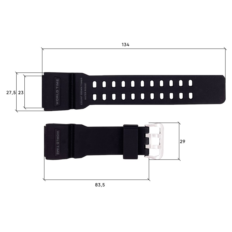 Ремінець для годинника Skmei 1356/1358/1680BK Black чорний каучуковий, 26 см