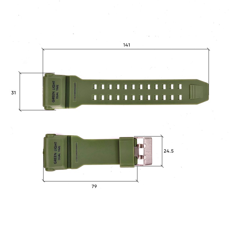 Ремешок для часов Skmei 1965AG Army Green зеленый каучуковый 26.5 см (1051-0504)