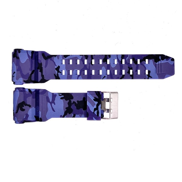 Ремінець для годинника Skmei 1965CMBU Camo Blue каучуковий, довжина 26.5 см, камуфляж