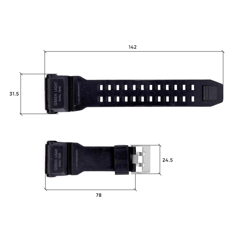 Ремешок для часов Skmei 1818BK Black черный каучуковый, длина 26.5 см (1051-0508)