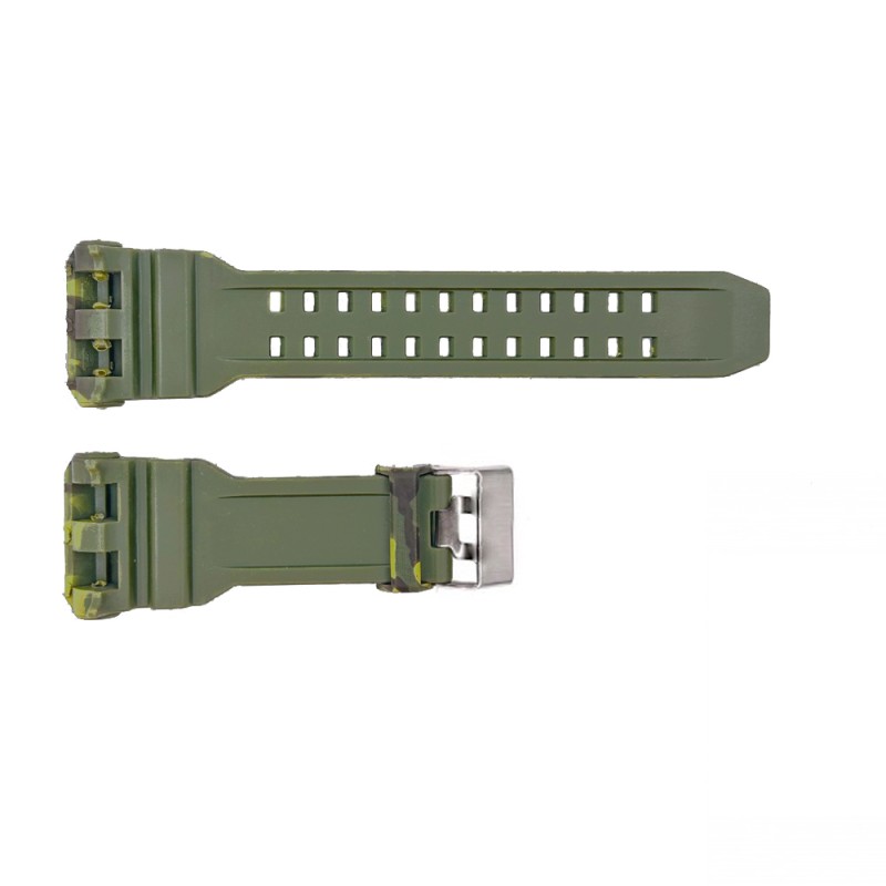 Ремешок для часов Skmei 1637CMGN Camo Green каучуковый камуфляжный длиной 26.5 см