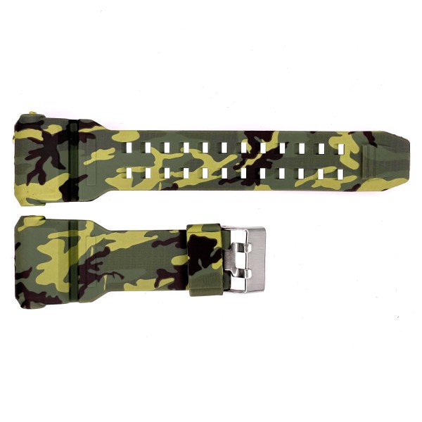Ремешок для часов Skmei 1637CMGN Camo Green каучуковый камуфляжный длиной 26.5 см