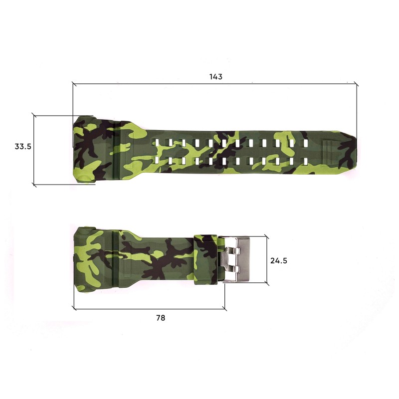 Ремешок для часов Skmei 1520CMGN Camo Green каучуковый камуфляжный для модели 1520
