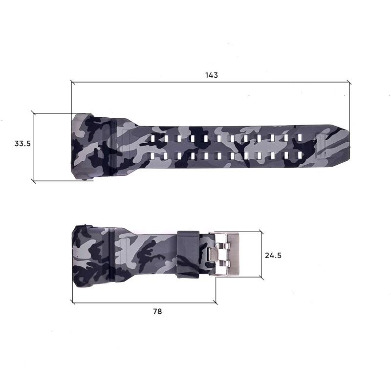 Ремешок для часов Skmei 1520CMGY Camo Gray (1051-0523), каучуковый серый камуфляж