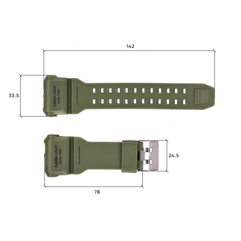 Ремінець для годинника Skmei 1968AG Army Green каучуковий зелений (1051-0535)