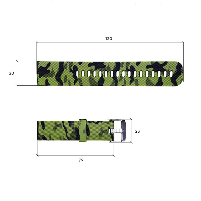 Ремешок для часов Skmei 1893CMGN Camo Green 20 мм каучуковый камуфляжный