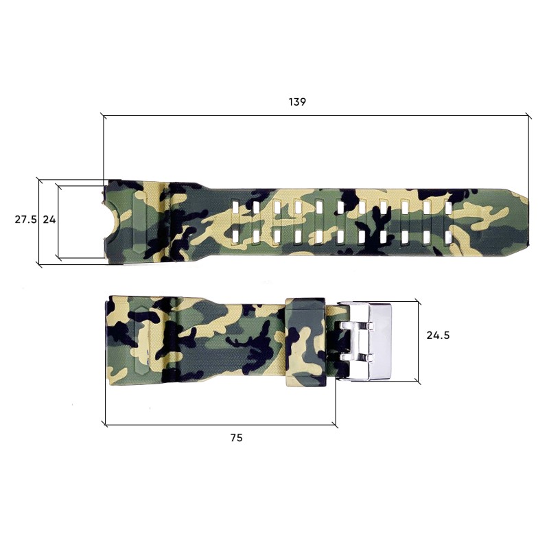 Ремешок для часов Skmei 1155/1155BCMGR Camo Green каучуковый камуфляжный